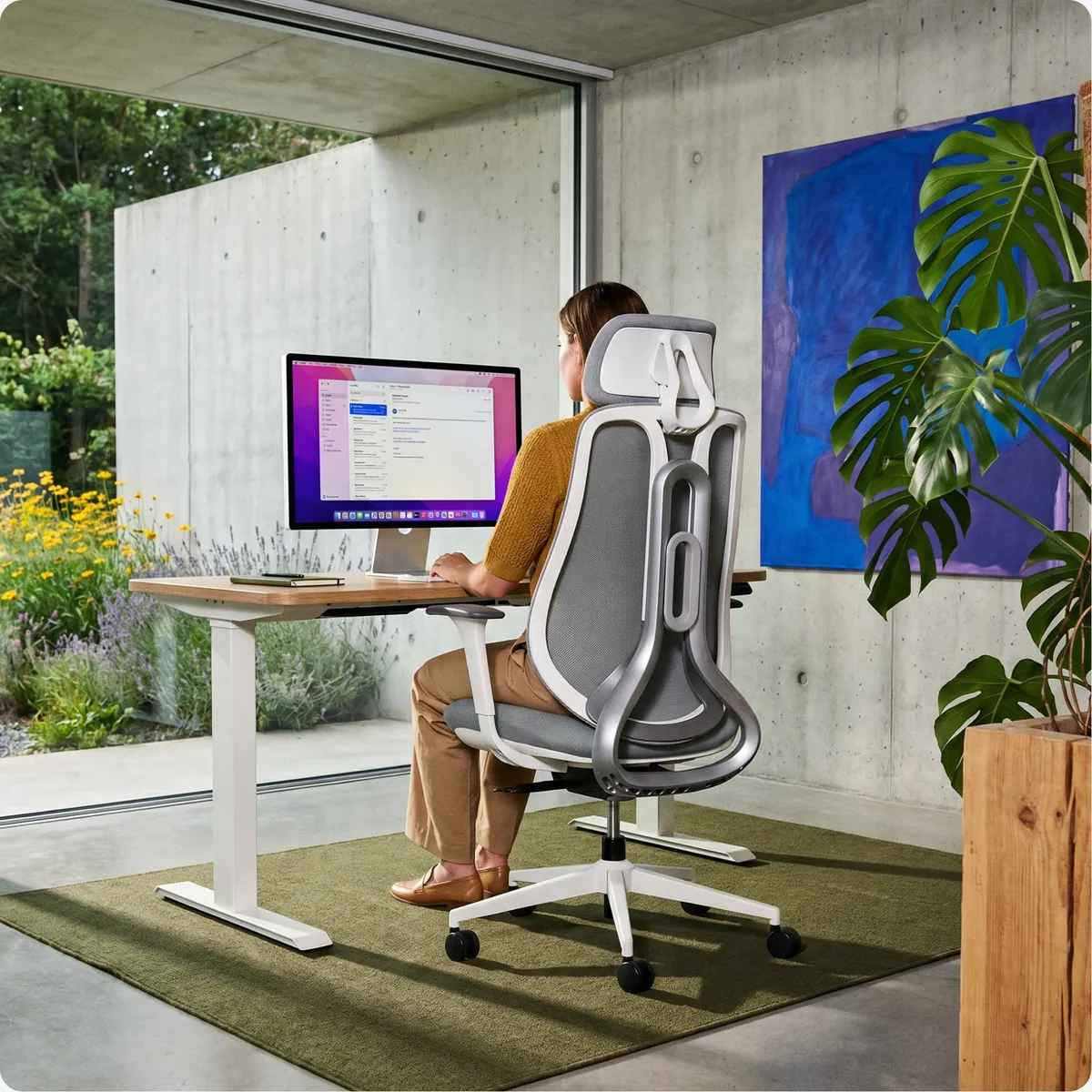 Ergonix chair at a desk in the selected finish
