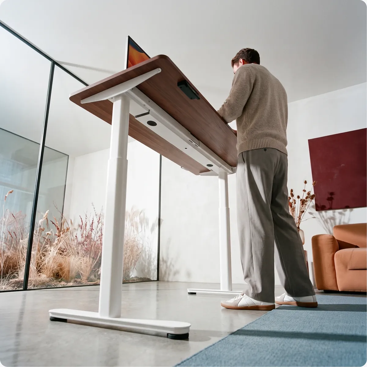 Ergonix standing desk raised: unshakeable at any height
