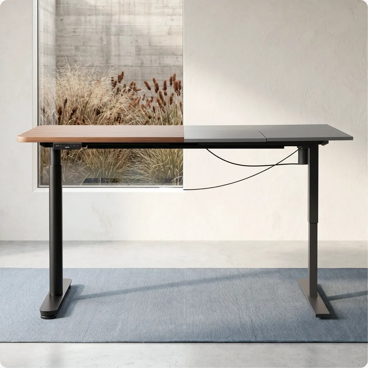 Ergonix desk front view, compared with other brands