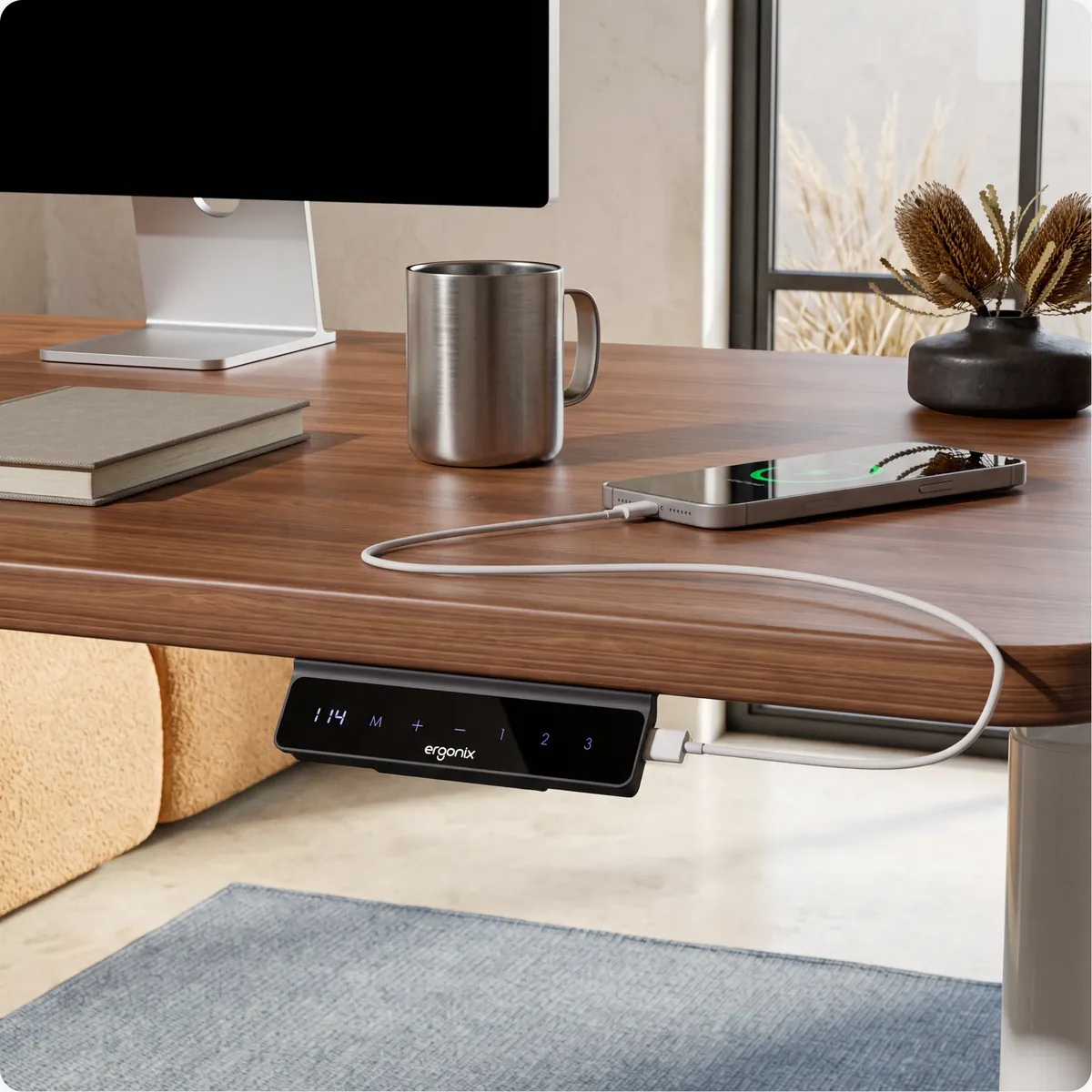 Ergonix desk control panel with USB-C: all-in-one controls