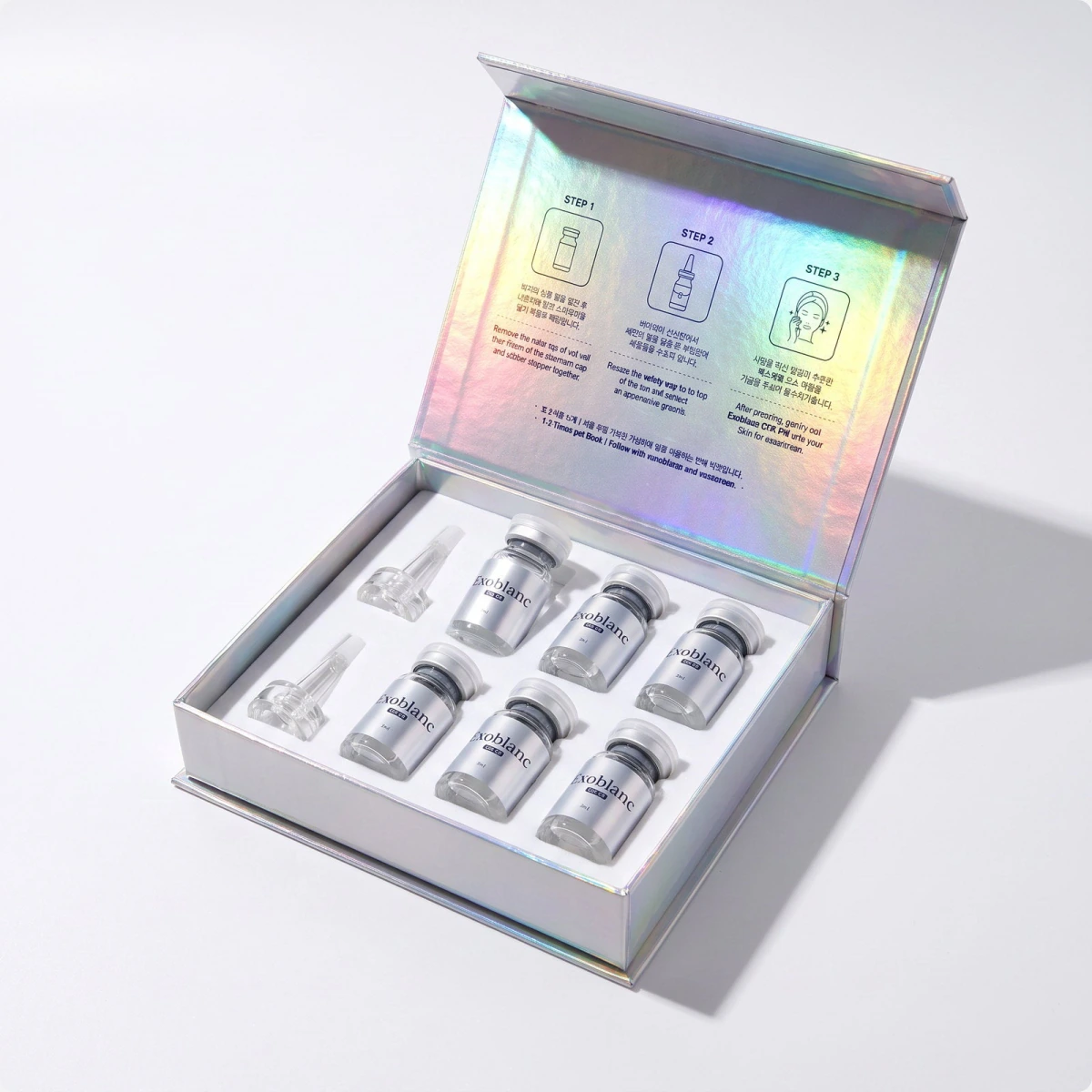 Exoblanc COS CR kit open, showing its vials